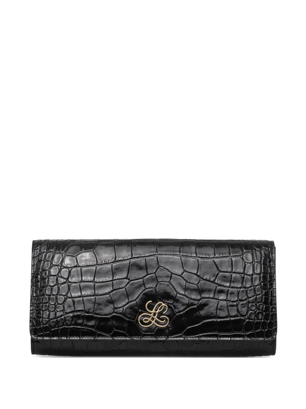 LUISA SPAGNOLI croc-effect logo-detail clutch bag - Nero