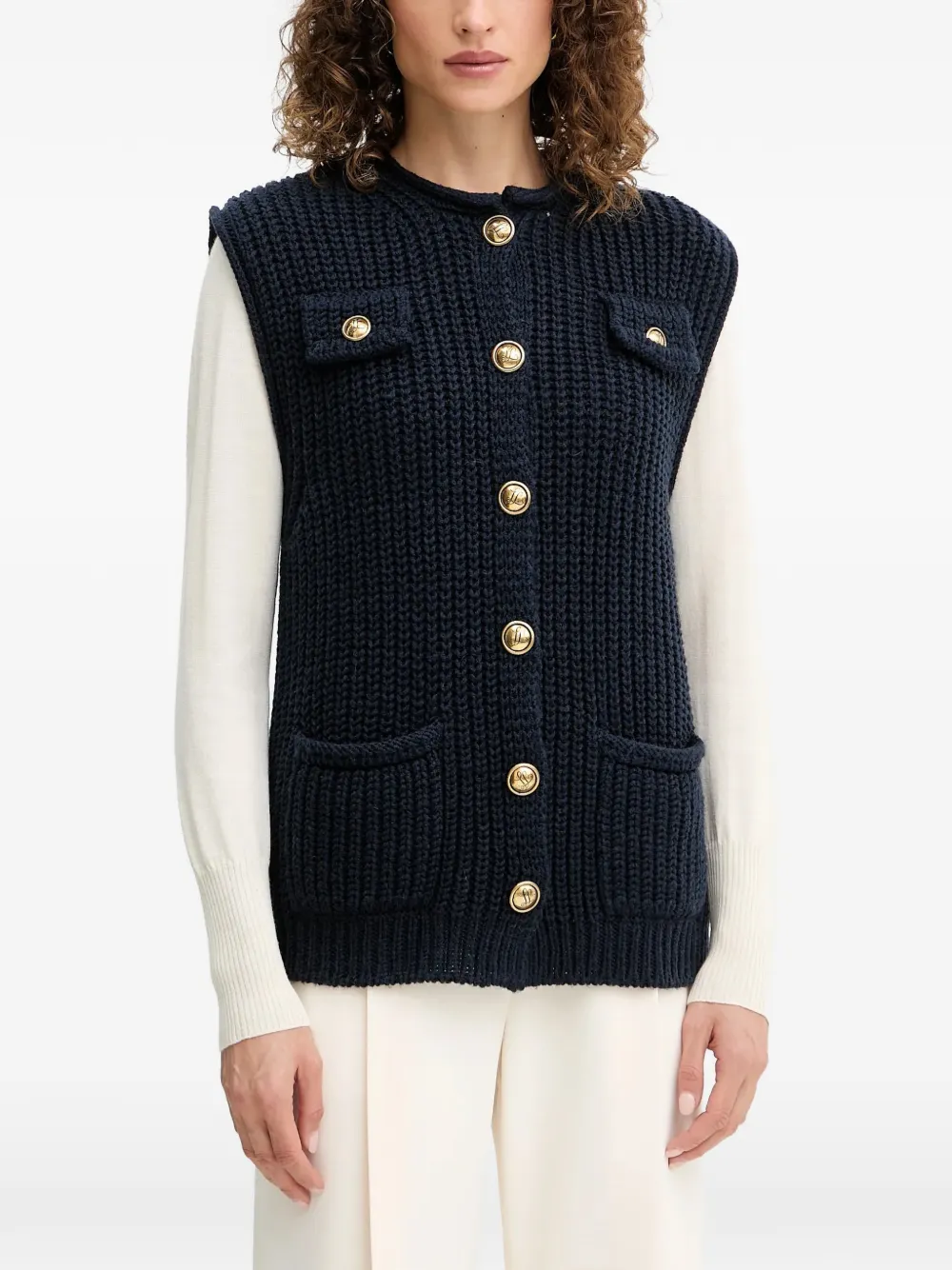 LUISA SPAGNOLI button-fastening patch-pocket cardigan - Blu