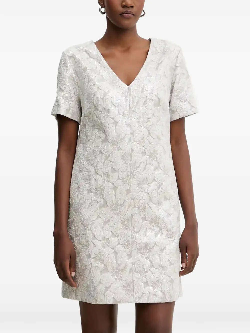 LUISA SPAGNOLI floral V-neck mini dress - Bianco