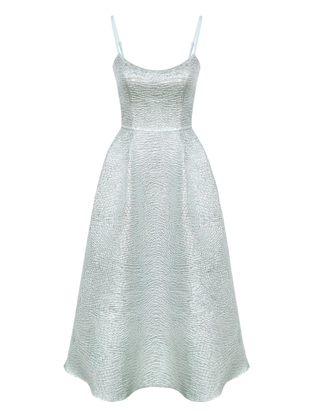 POST MERIDIEM robe-corset mi-longue en jacquard | argent | Image 1