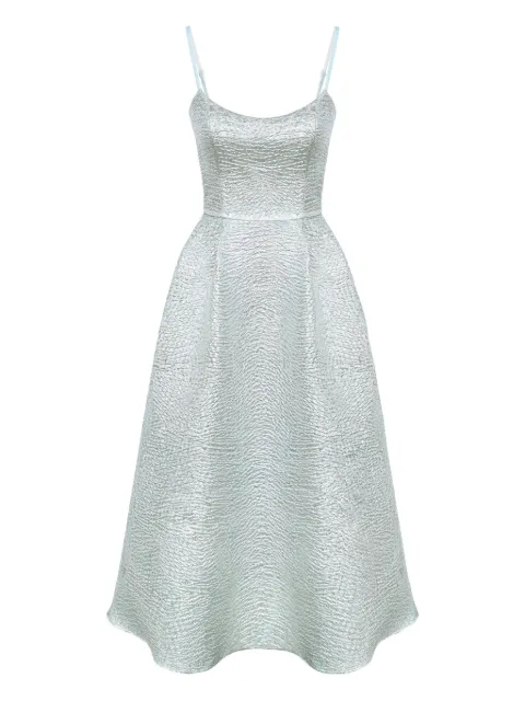 POST MERIDIEM jacquard fitted corset midi dress