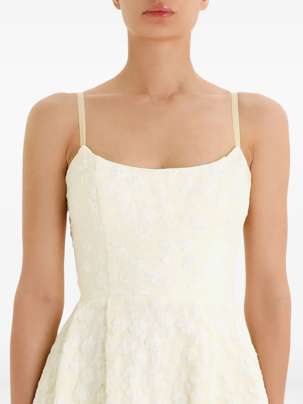 Post Meridiem Jacquard Corset Midi Dress In Gold
