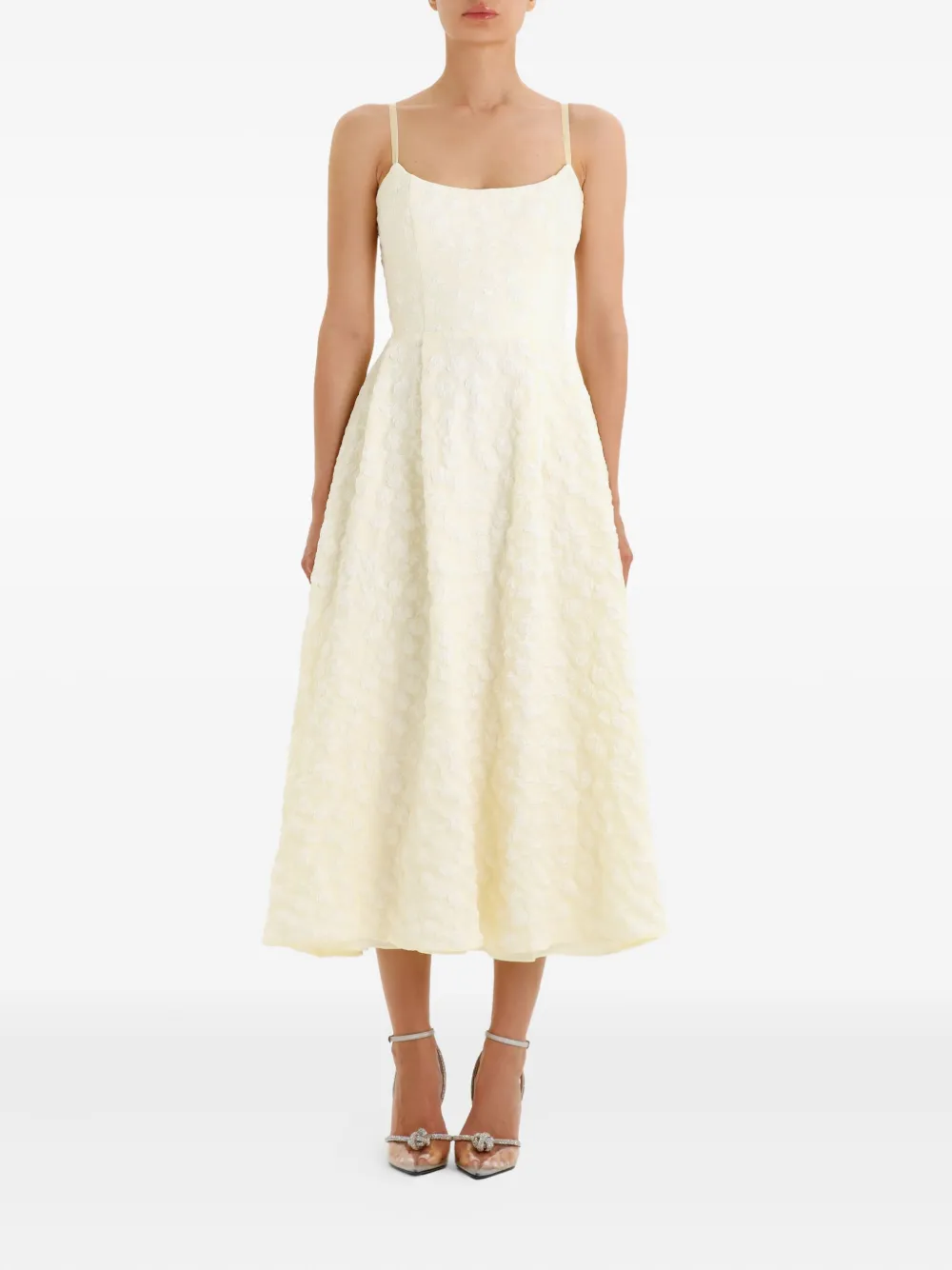POST MERIDIEM Midi-jurk met jacquard en korset-design - Geel