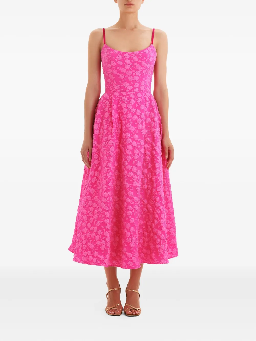 POST MERIDIEM Midi-jurk met jacquard en korset-design - Roze