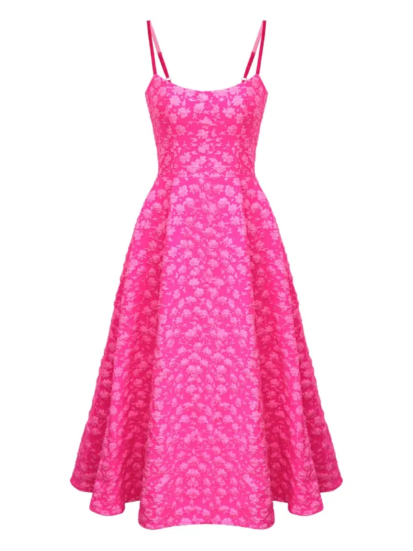Post Meridiem Jacquard Corset Midi Dress - Pink