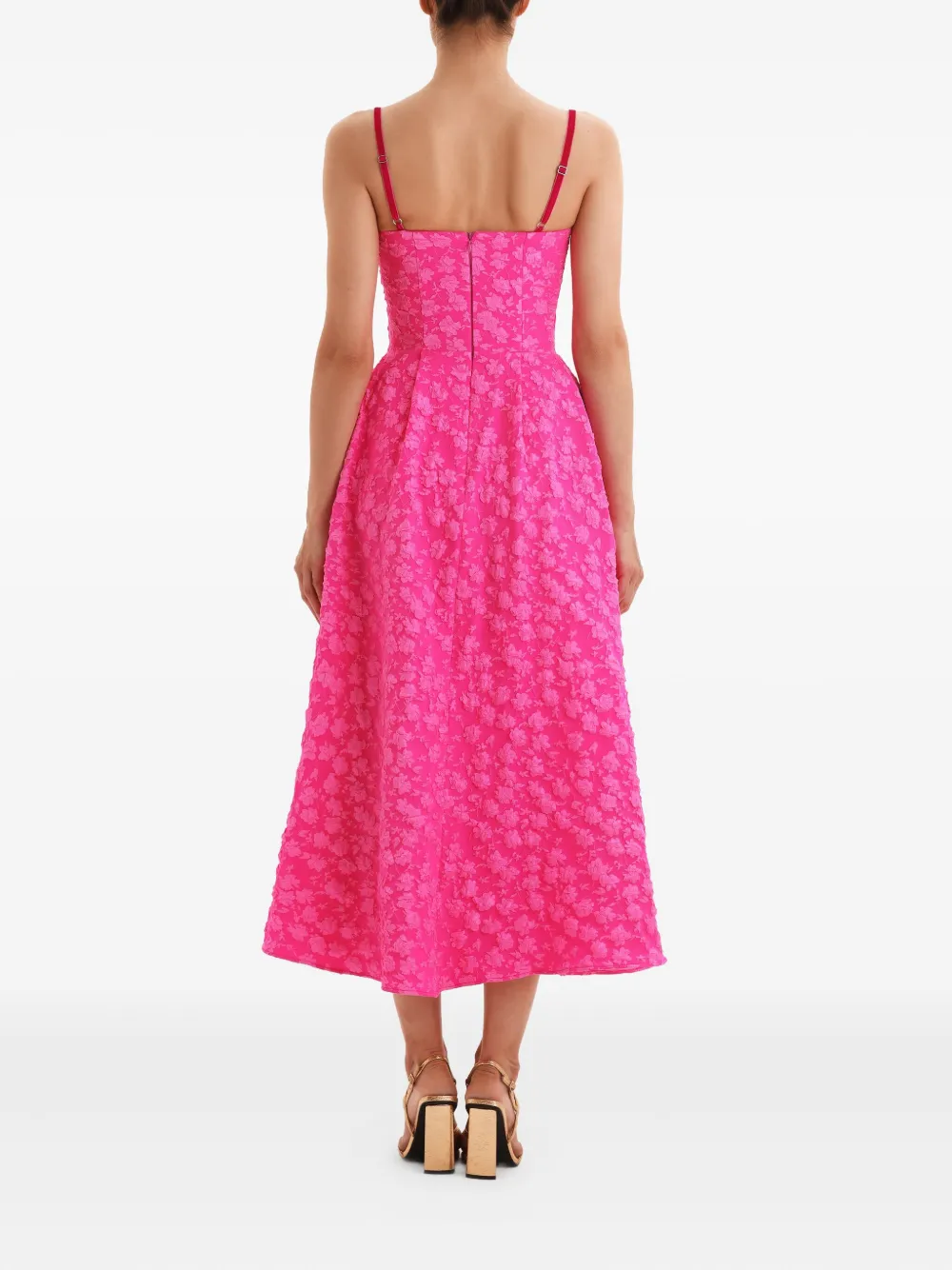 Post Meridiem Jacquard Corset Midi Dress In Pink