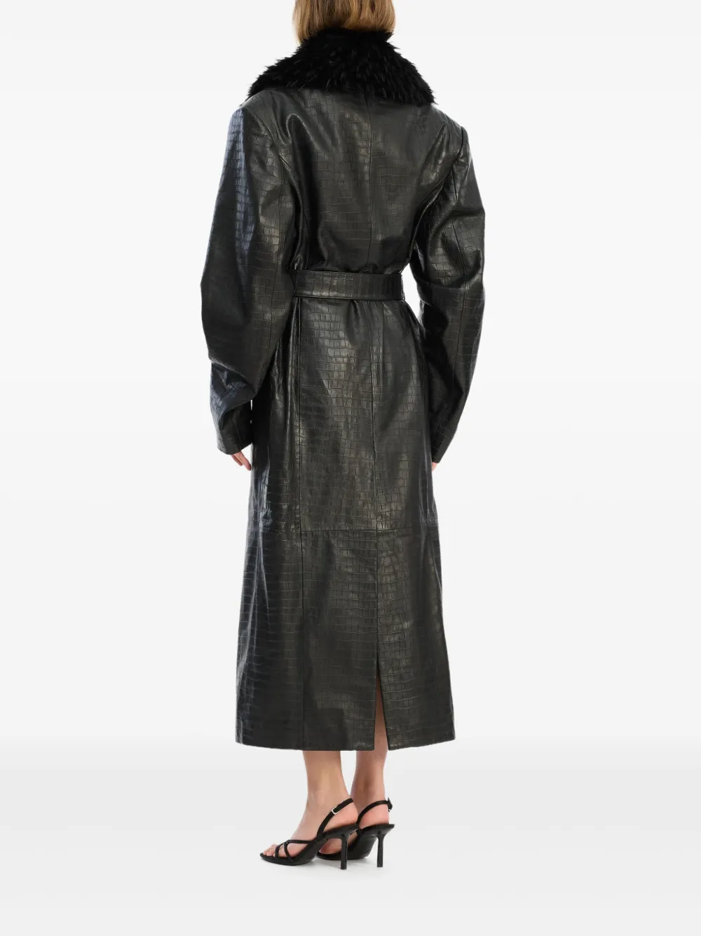 ROTATE BIRGER CHRISTENSEN Jas met kraag van imitatiebont Zwart