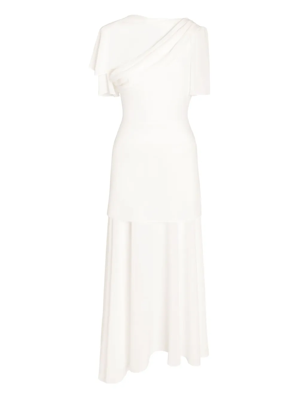 POST MERIDIEM vestido midi con diseño asimétrico y drapeado | blanco | Image 1