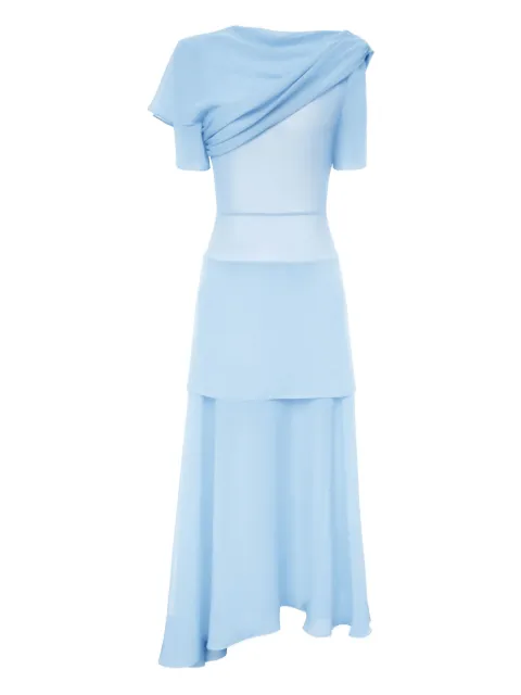 POST MERIDIEM vestido midi con diseño asimétrico y volantes