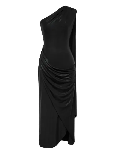 POST MERIDIEM vestido corto drapeado con hombro descubierto