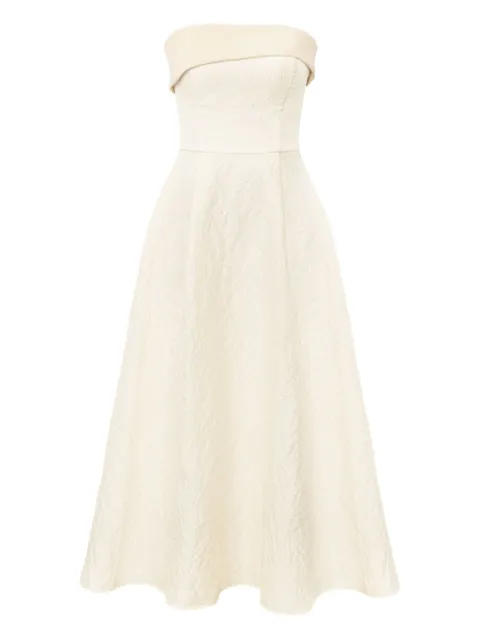 POST MERIDIEM jacquard satin-turnup midi dress