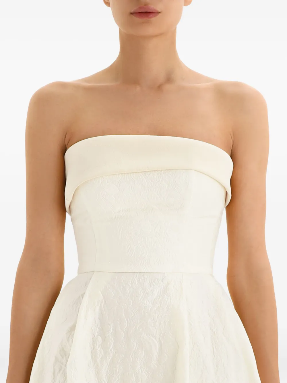 Post Meridiem Jacquard Satin-turnup Midi Dress In Neutral
