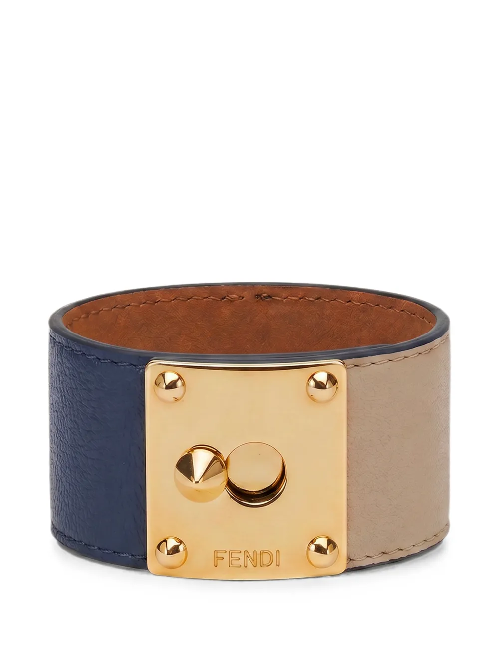 FENDI two-tone logo-plaque bracelet - Blu
