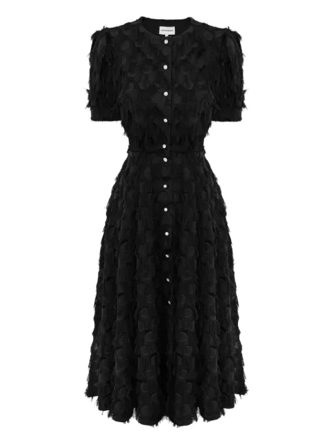 POST MERIDIEM fringe puff-sleeve midi dress