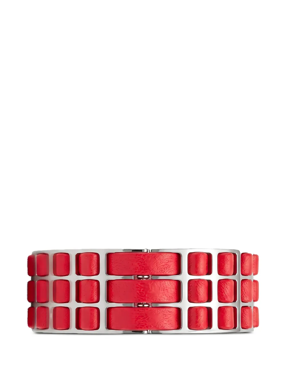 FENDI FF motif leather-panelled bracelet - Argento