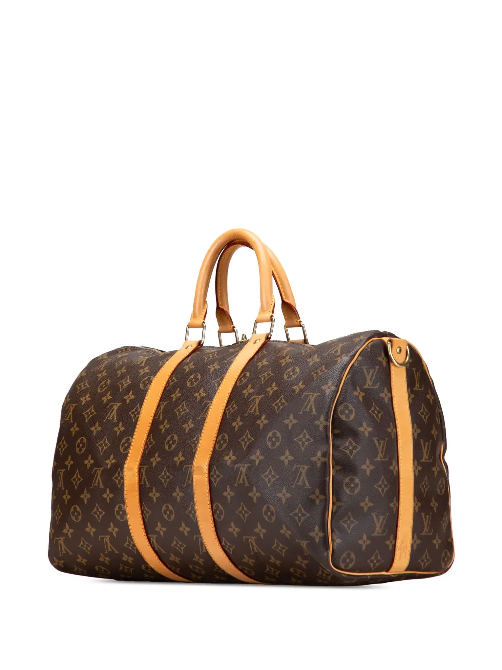 Pre-owned Louis Vuitton 2003 Monogram Keepall Bandouliere 45 Travel Bag In Brown