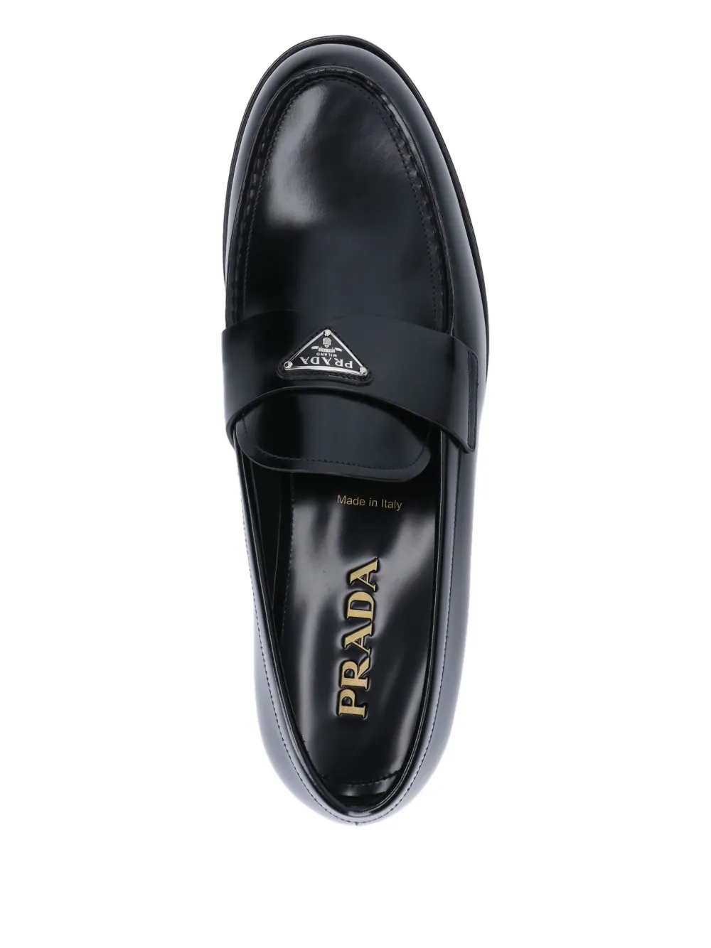 Prada logo-plaque leather loafers Black