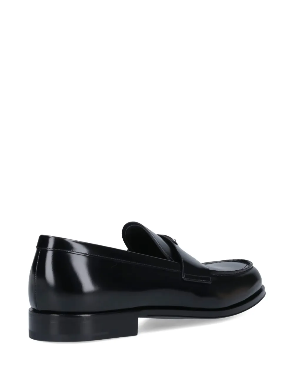 Prada logo-plaque leather loafers Black