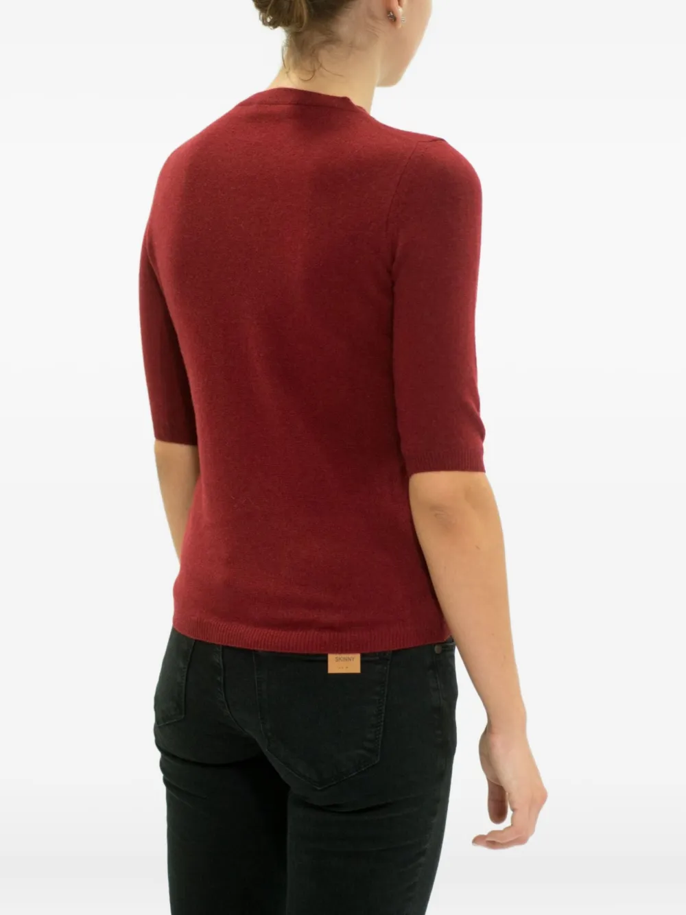 LA ROSE Kasjmier trui met cropped mouwen Rood