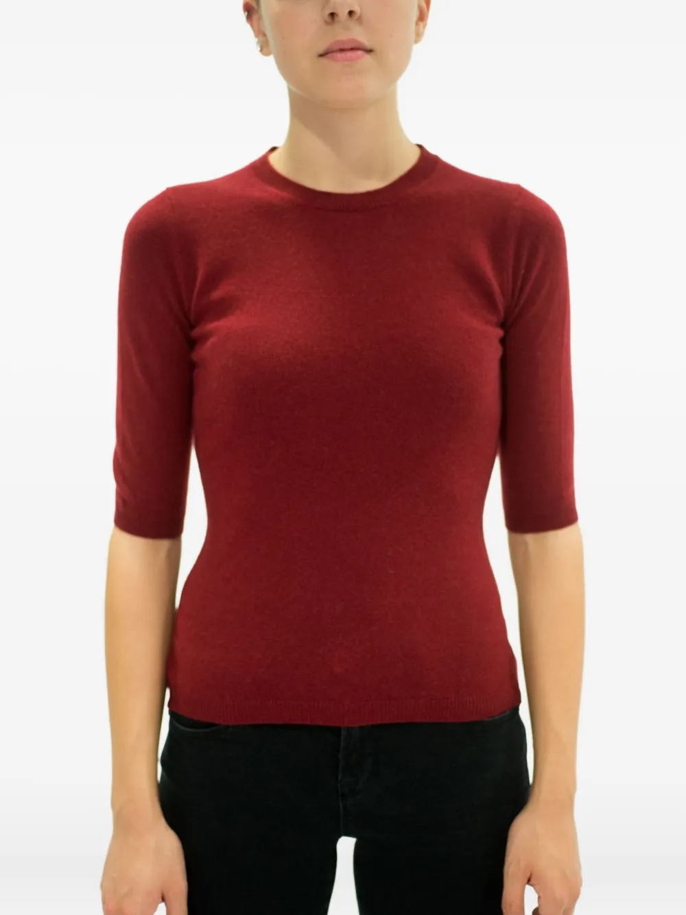 LA ROSE three-quarter-sleeve cashmere sweater | Red | Image 1