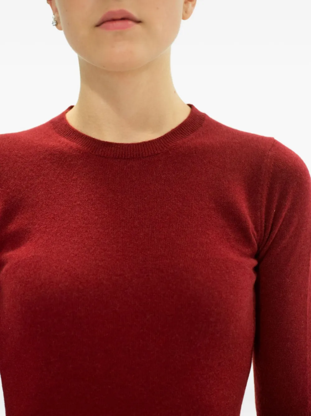 LA ROSE Kasjmier trui met cropped mouwen Rood