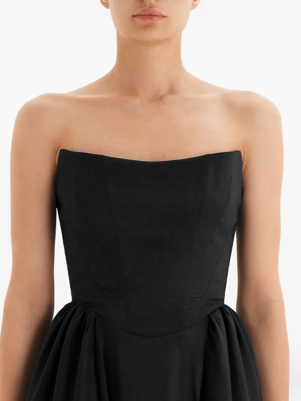 Post Meridiem Tuck Corset Midi Dress In Black