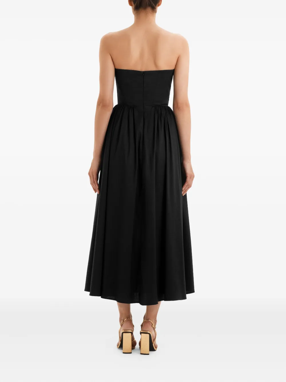 Post Meridiem Tuck Corset Midi Dress In Black