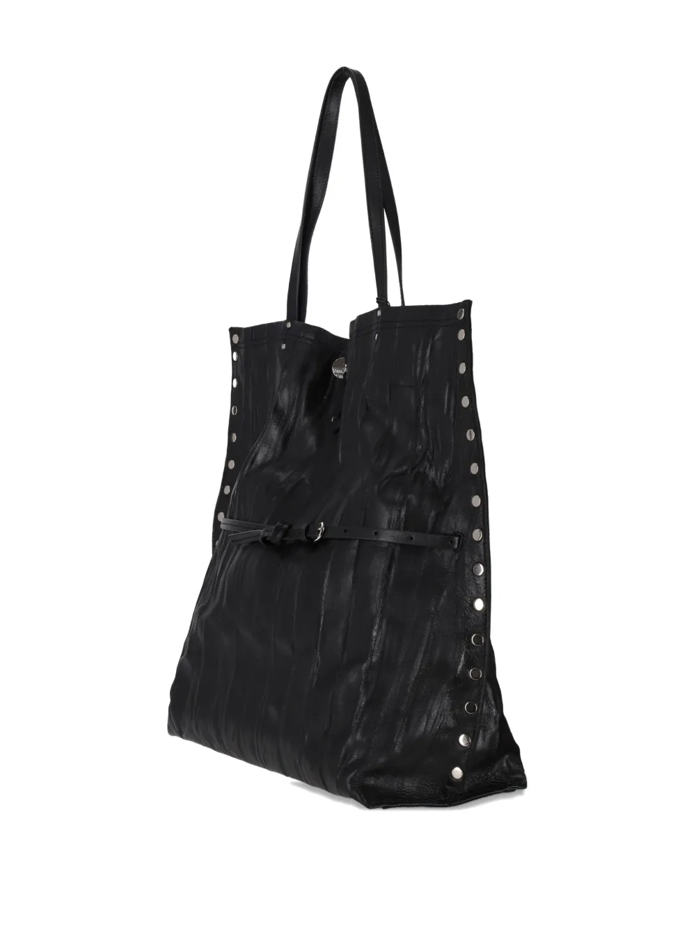 Zanellato Textured Tote Bag Featuring Studded Accents In Black