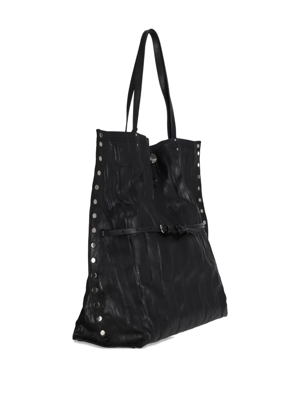 Zanellato Textured Tote Bag Featuring Studded Accents In Black