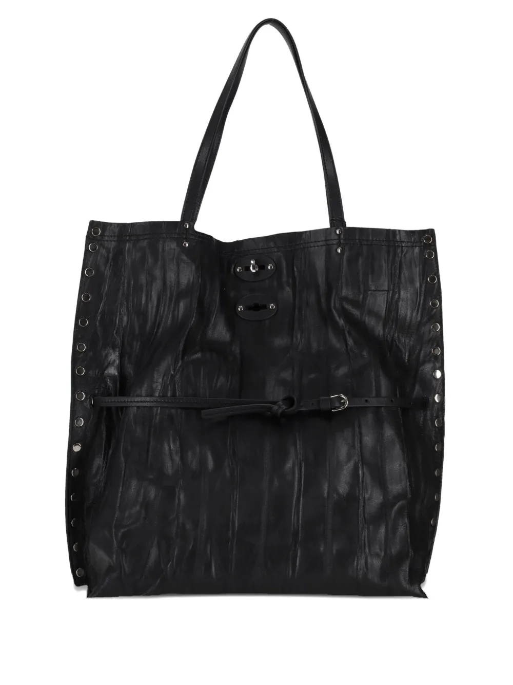 Zanellato Textured Tote Bag Featuring Studded Accents In Black