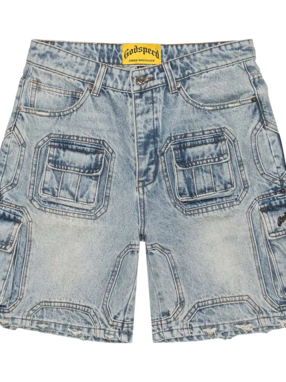 GODSPEED Octagon cargo denim shorts - Blauw
