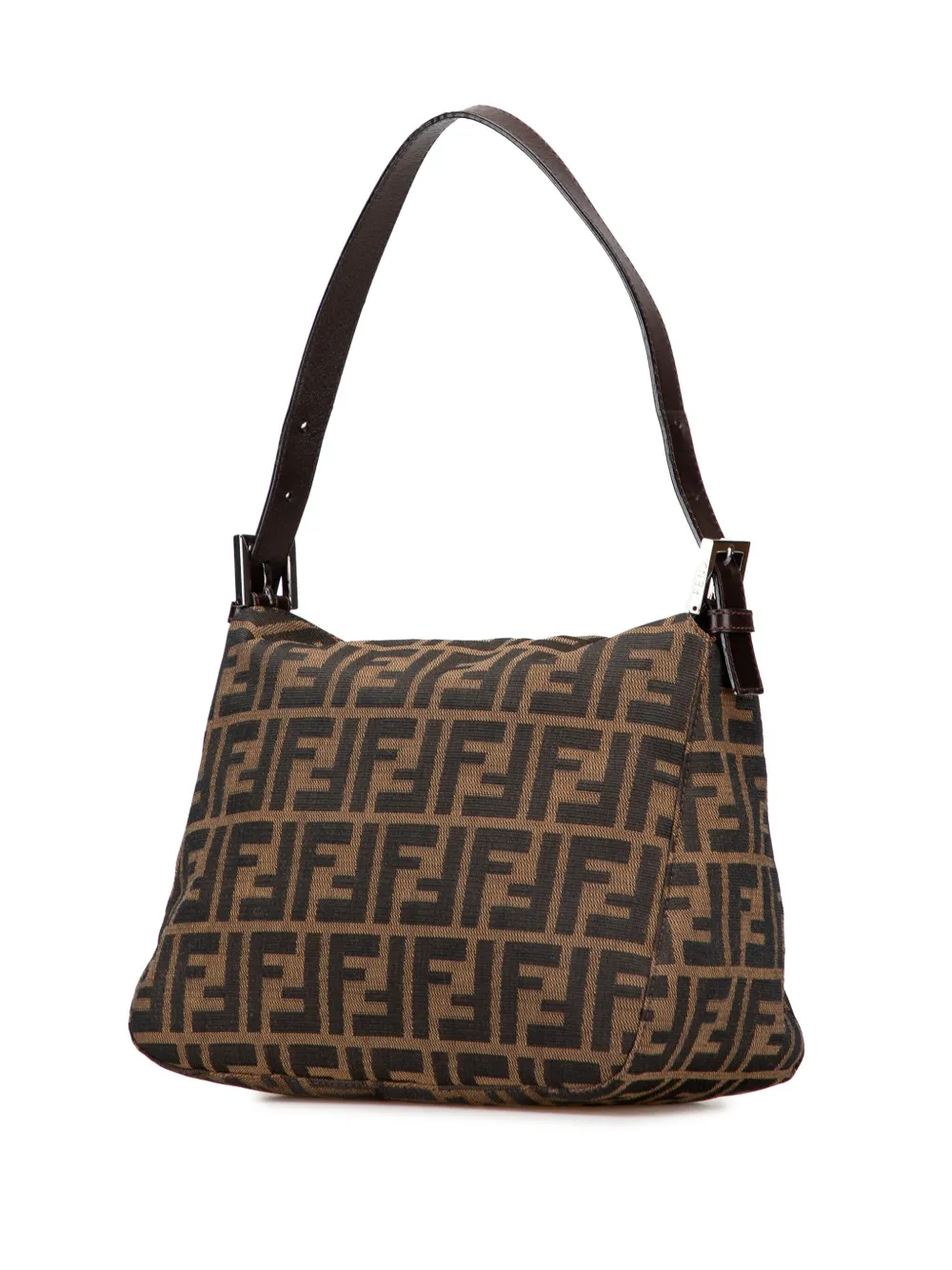 Pre-owned Fendi 20th Century Zucca Canvas Double Flap Shoulder Bag In Brown
