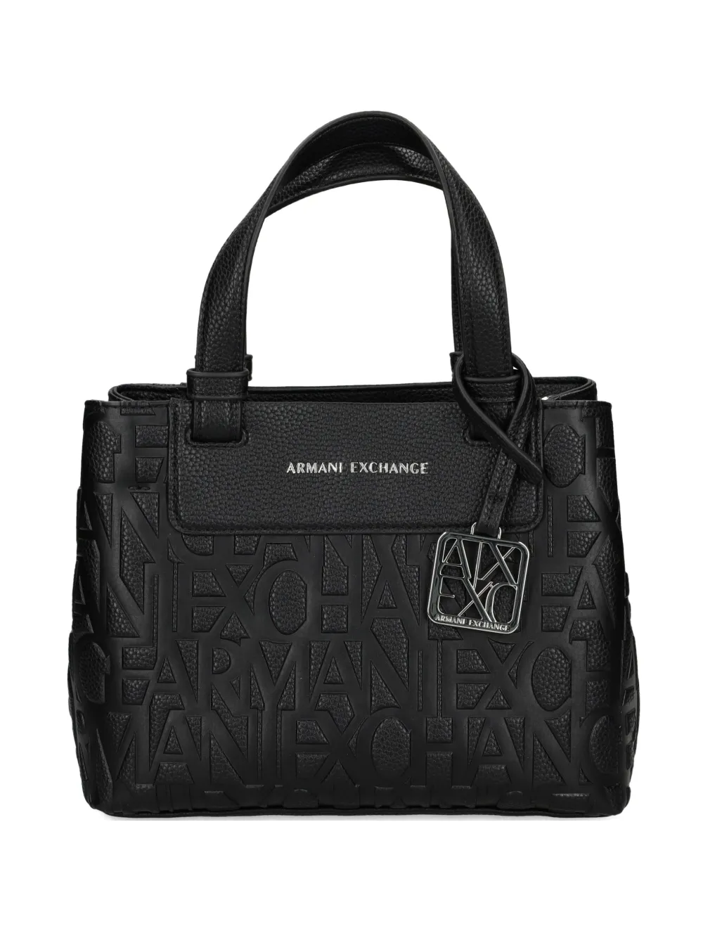 Armani Exchange Logo-charm Tote Bag In Black