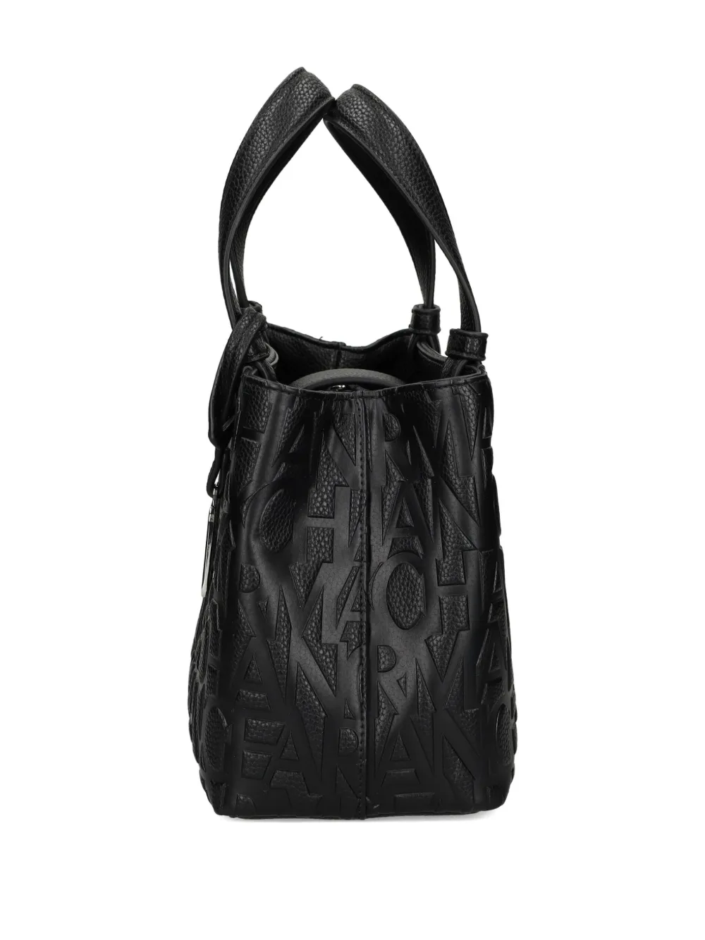 Armani Exchange Logo-charm Tote Bag In Black