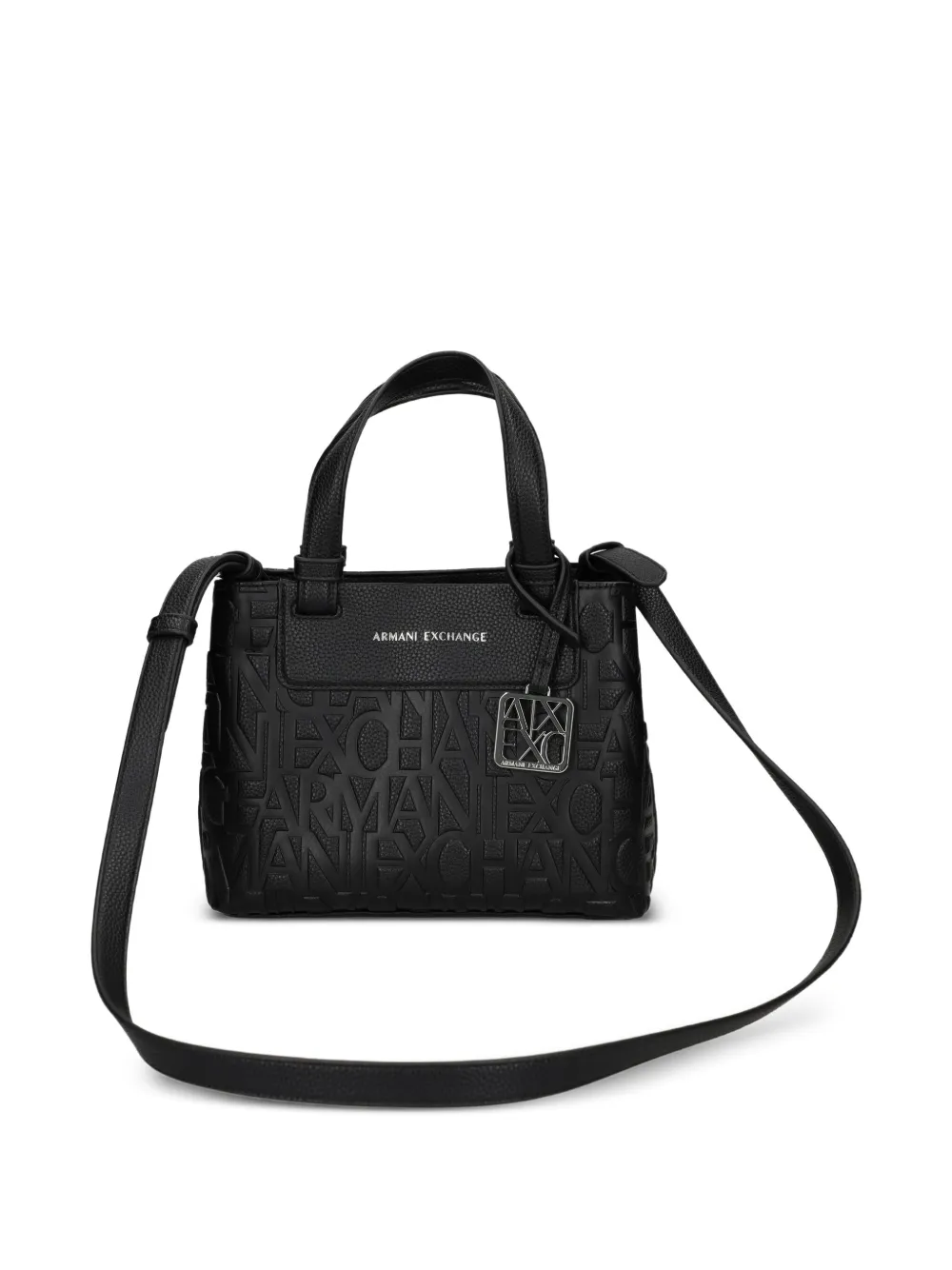 Armani Exchange Logo-charm Tote Bag In Black