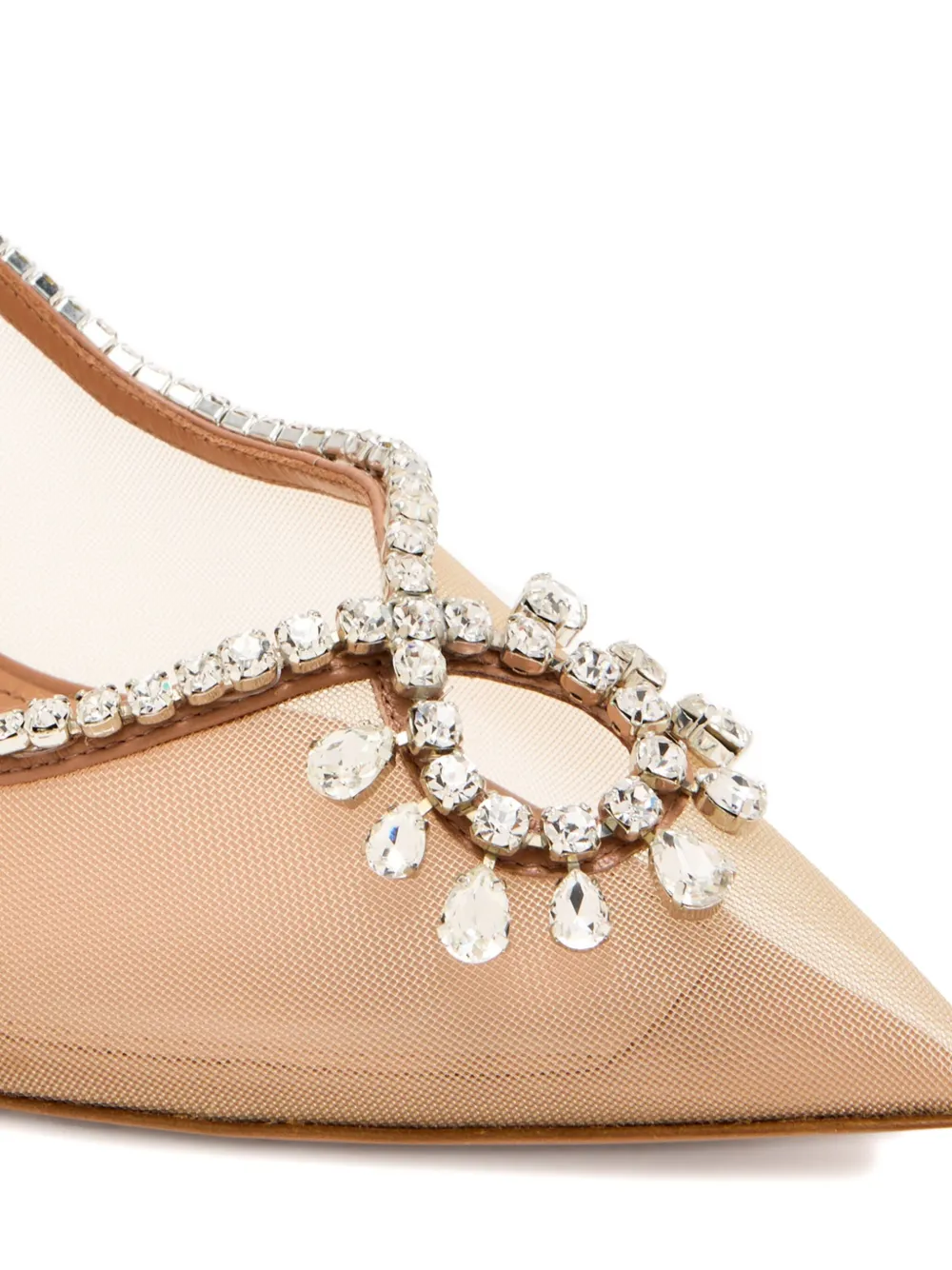 Aquazzura 85mm crystal-embellished mesh pumps Neutrals