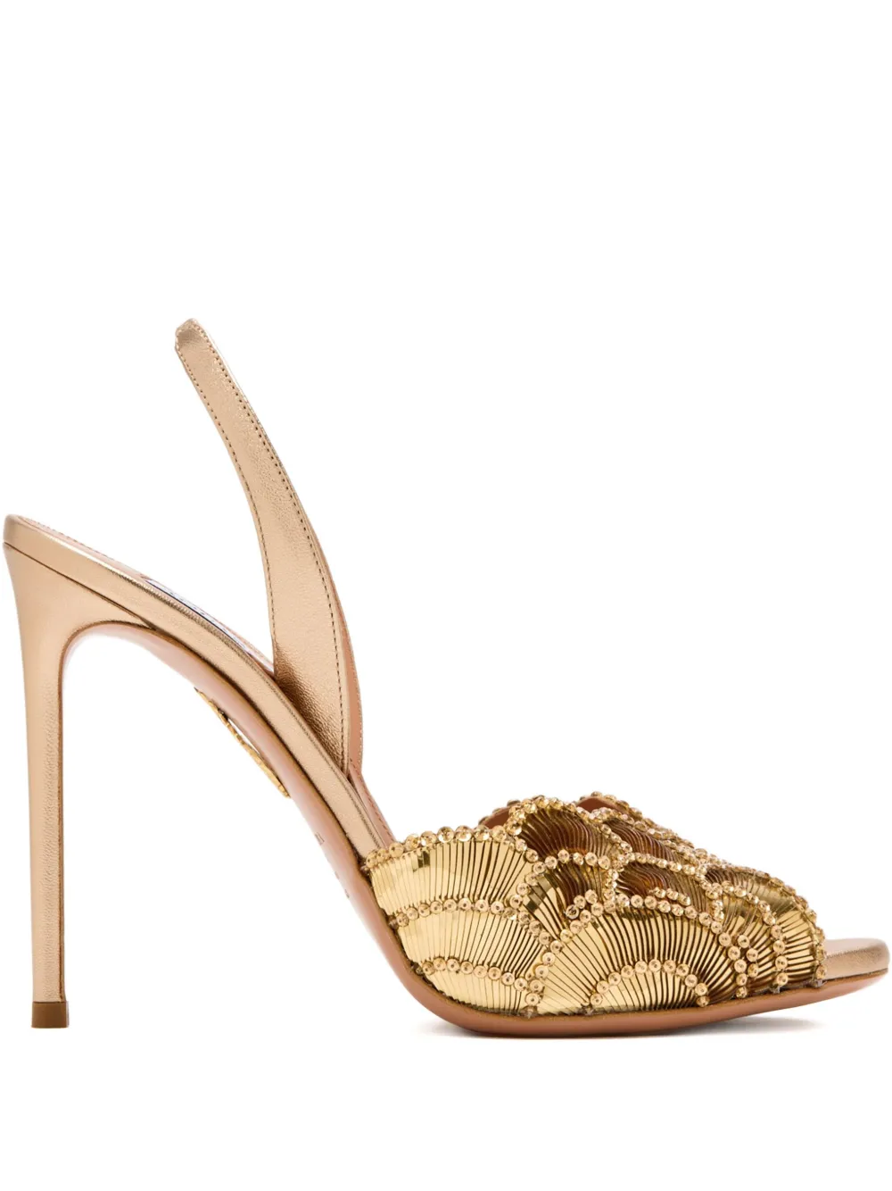 Aquazzura 105mm crystal-embellishment sandals Gold
