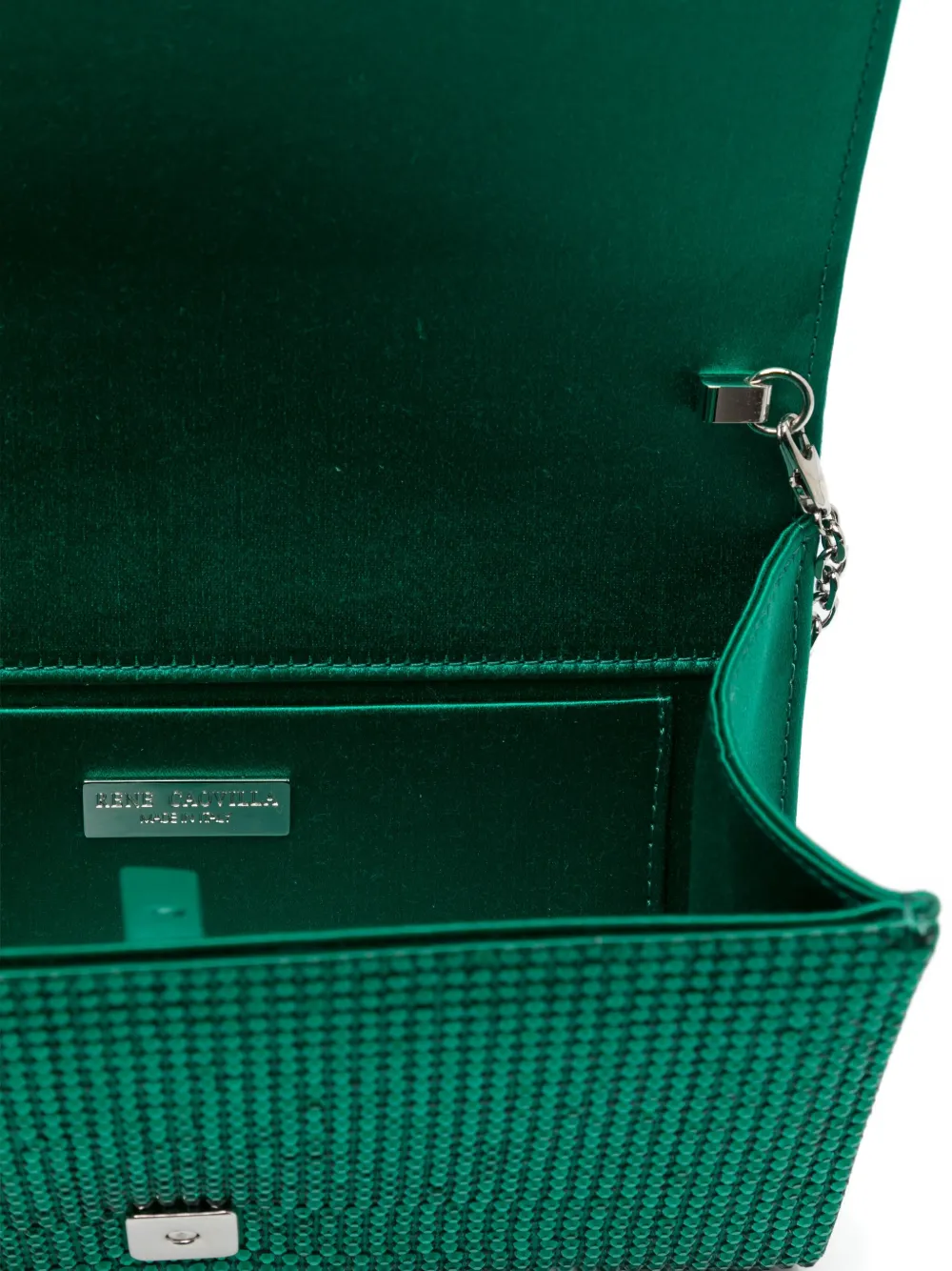 René Caovilla Crystal-embellished Clutch Bag In Green