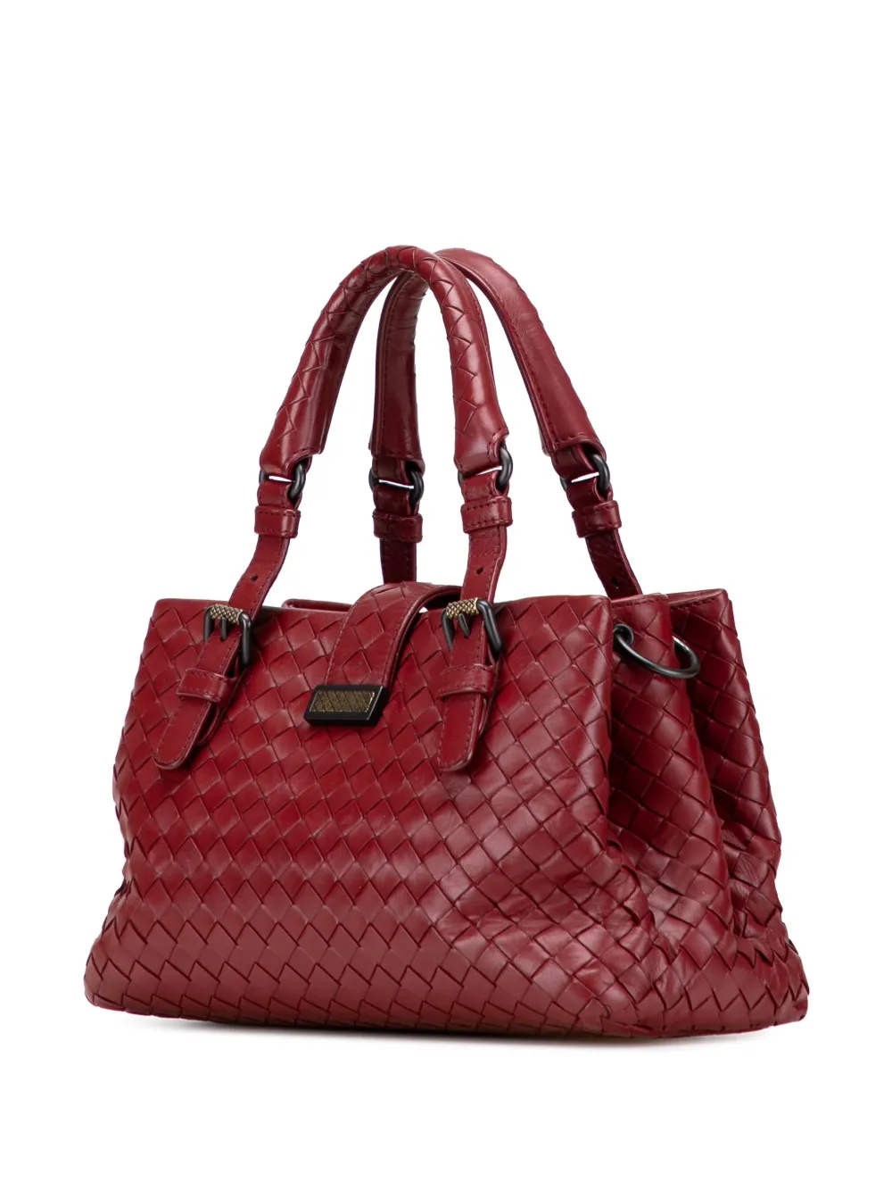 Pre-owned Bottega Veneta 2012-2025 Mini Nappa Intrecciato Roma Satchel In Red