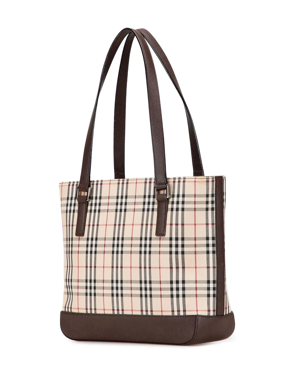 Pre-owned Burberry 2000-2017 House Check Canvas Tote Bag In Brown