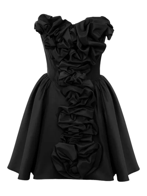 POST MERIDIEM vestido corto estilo corset con volantes