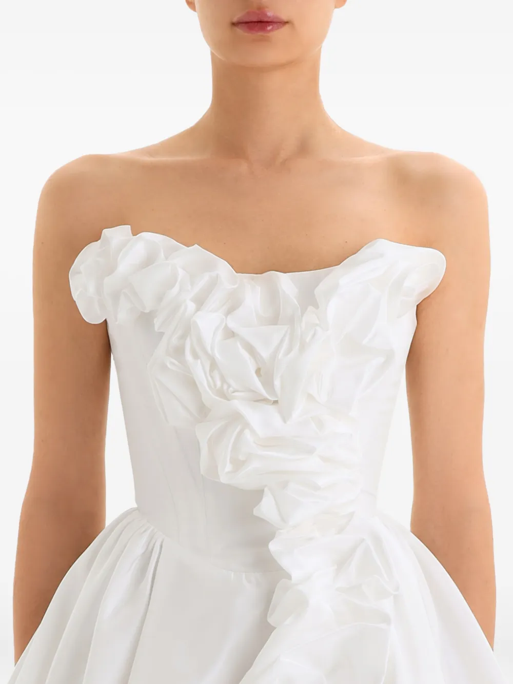 Post Meridiem Corset Ruffled Mini Dress In White