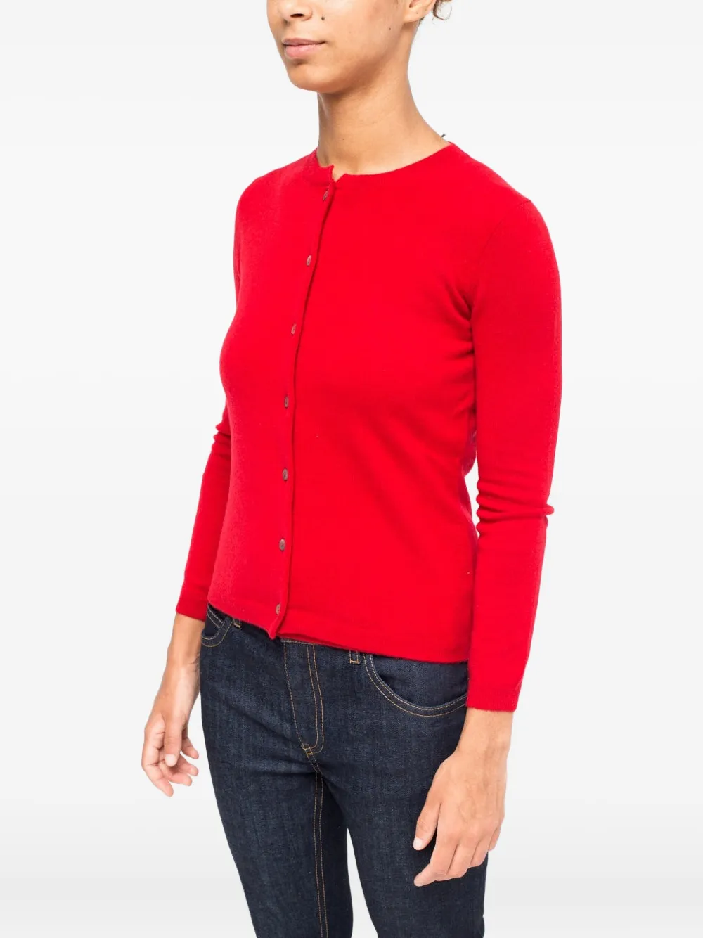 LA ROSE Kasjmier vest met knopen Rood