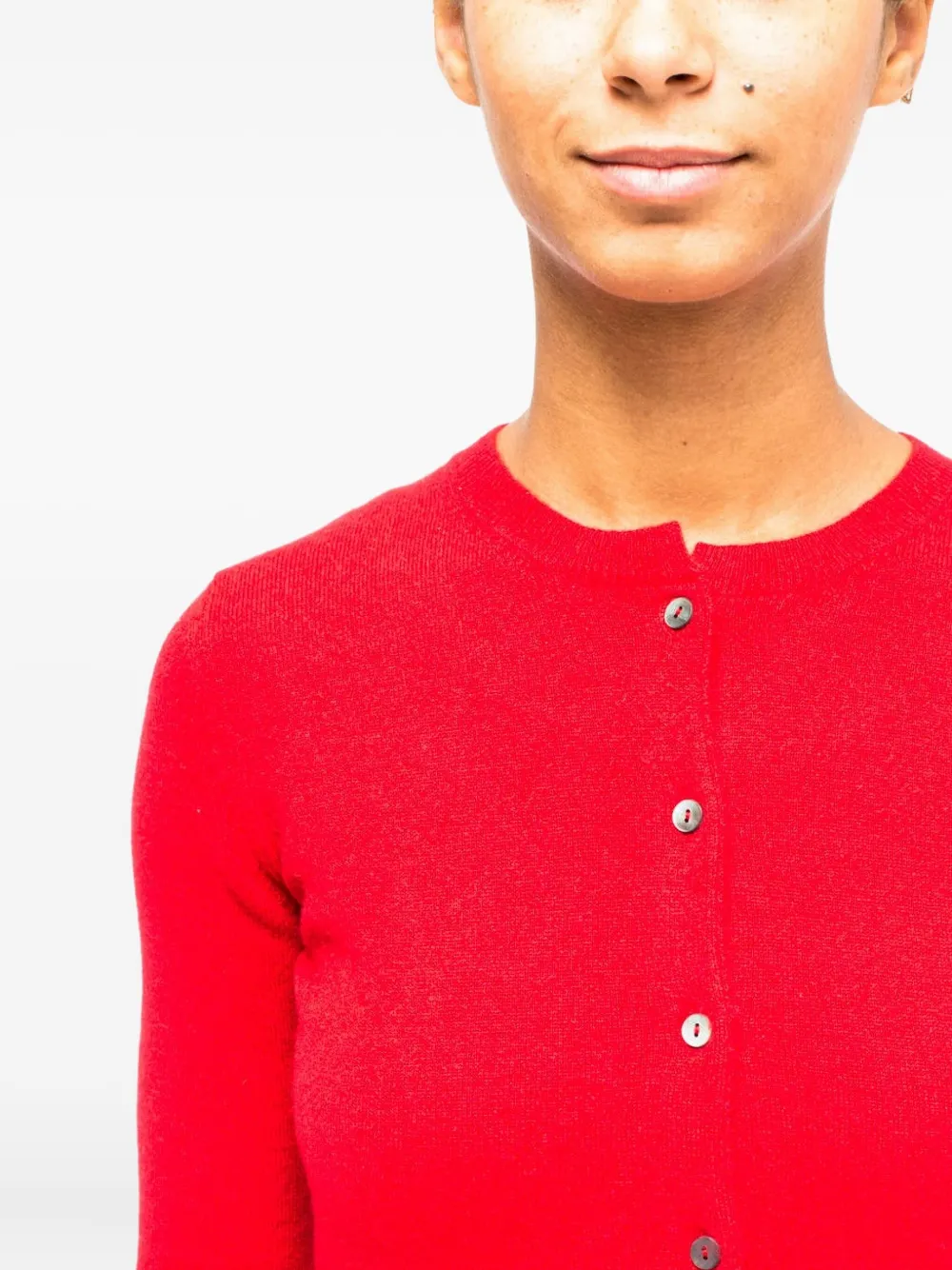 LA ROSE Kasjmier vest met knopen Rood