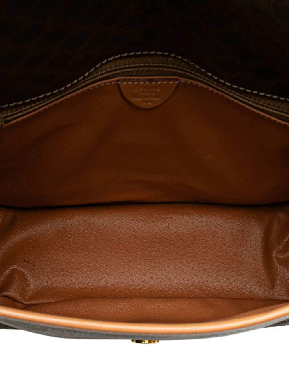 Pre-owned Celine 2014 Macadam Coated Canvas Crossbody Bag In Brown