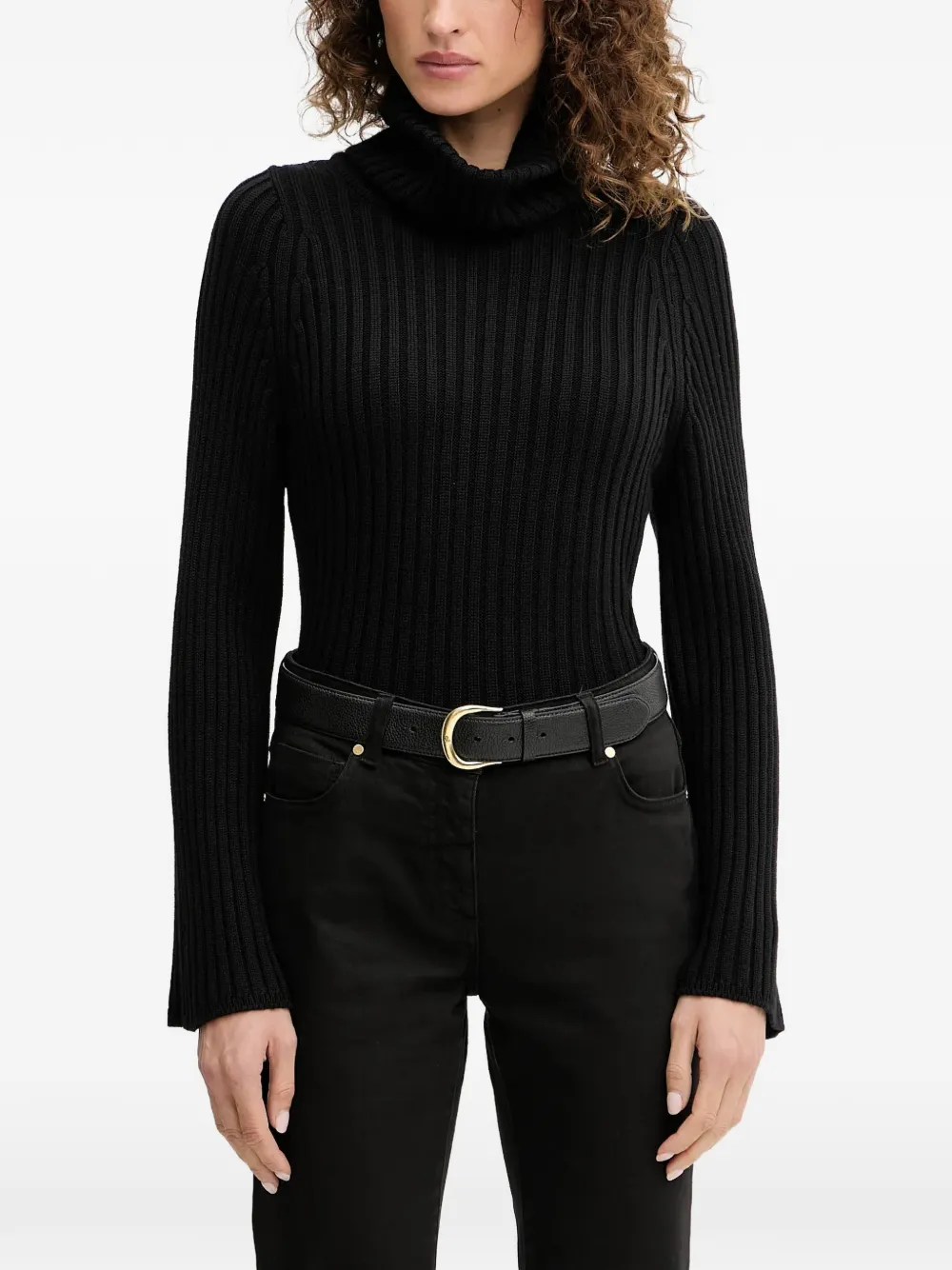 LUISA SPAGNOLI Maura ribbed roll-neck sweater - Nero