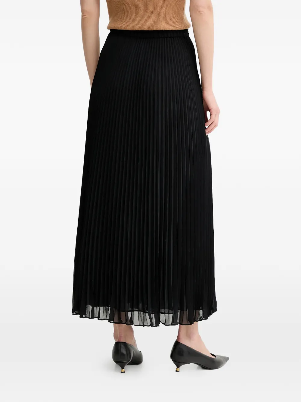 Fiammata Pleated Side-Slit Maxi Skirt