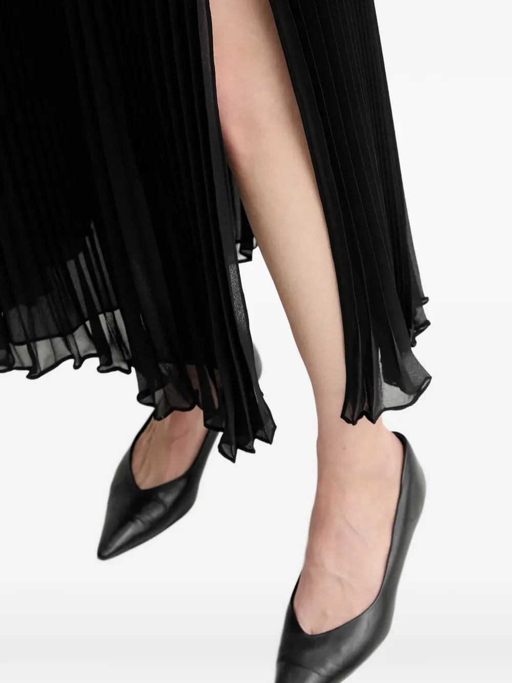Fiammata Pleated Side-Slit Maxi Skirt