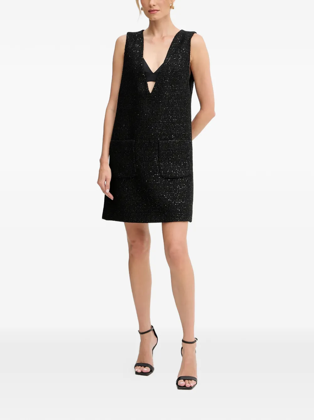 LUISA SPAGNOLI V-neck patch-pocket mini dress - Nero