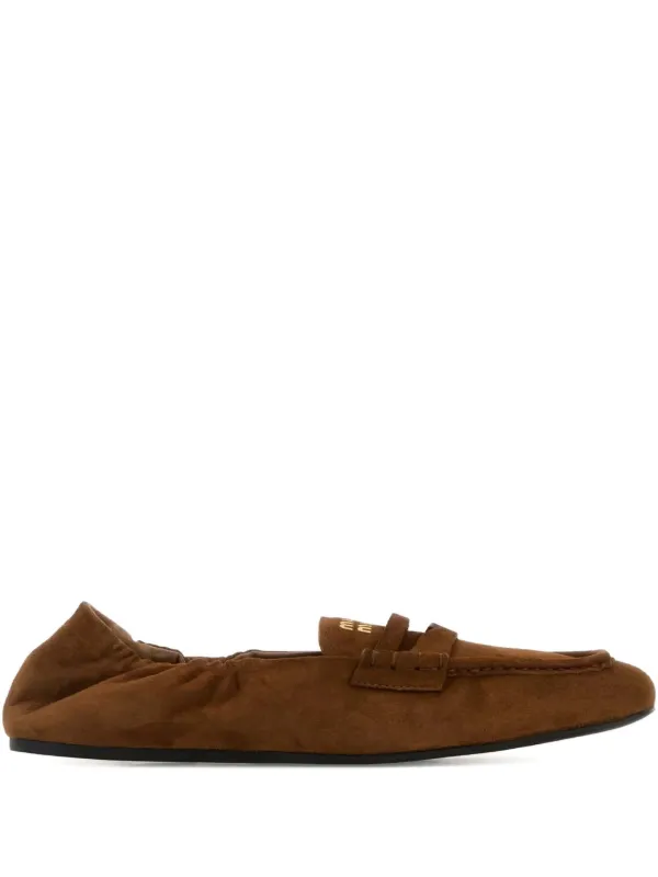 Miu Miu Suede Loafers in Brown
